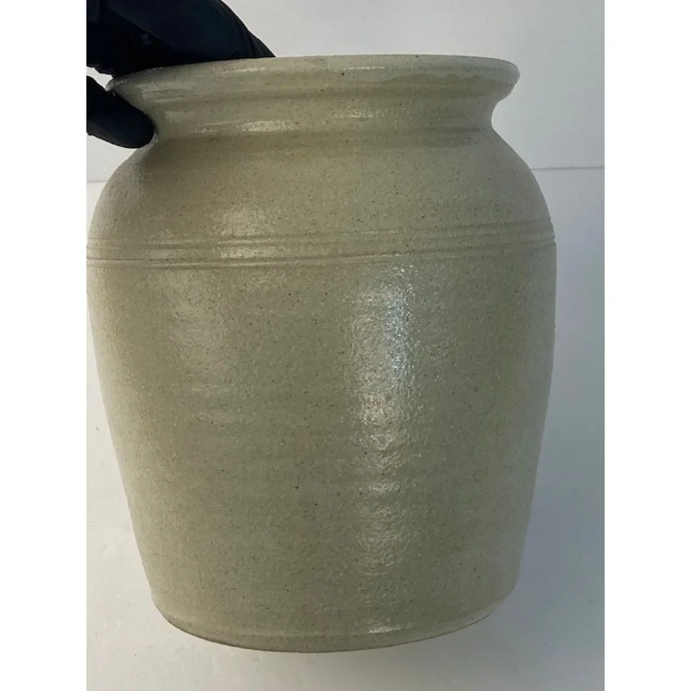 Pinewood Valley Stoneware Crock Blue Heart Salt Glaze Pottery Utensil Jar